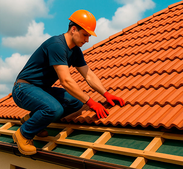 Кровля из цементно-песчаной черепицы в Хотьково