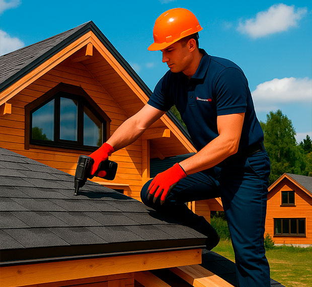 Монтаж кровли из мягкой черепицы в Хотьково