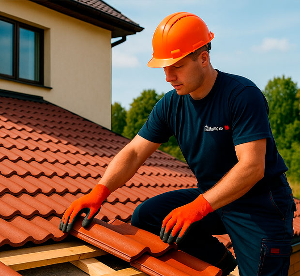 Монтаж кровли из натуральной черепицы в Хотьково