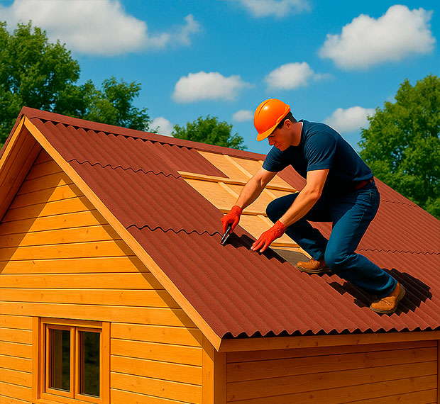Монтаж кровли из ондулина в Хотьково