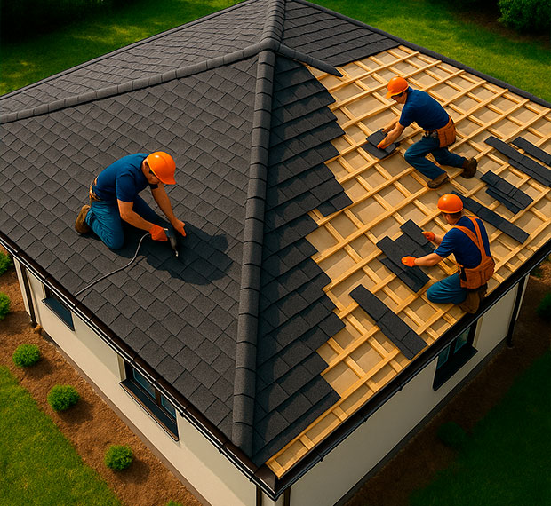 Монтаж четырехскатной крыши в Хотьково