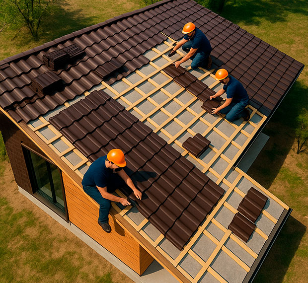 Монтаж 1-скатной крыши в Хотьково